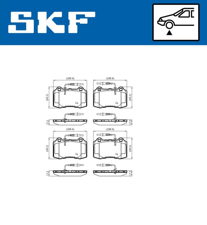 Jeu de 4 plaquettes de frein SKF ref. VKBP 81039 E